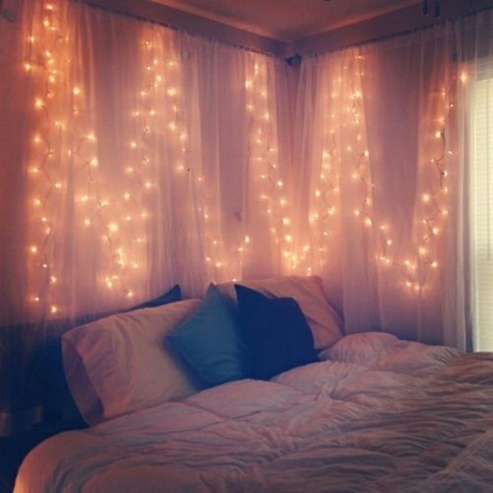 romantično svjetlo dvosobna svjetlosne zavjese-mini-svjetla-svjetlo-next-the-krevetna