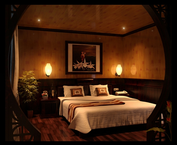 रोमांटिक बेडरूम का डिजाइन-वार्म रंग योजनाओं और आधुनिक बिस्तर