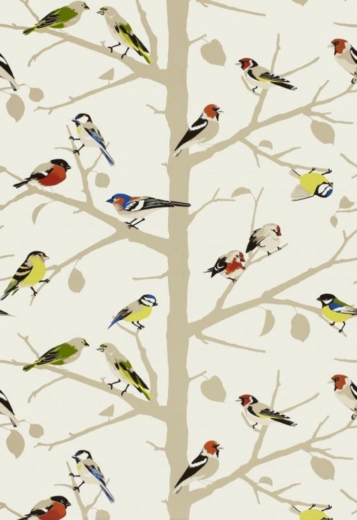 romantično-pozadina-uzorak Birds Trees