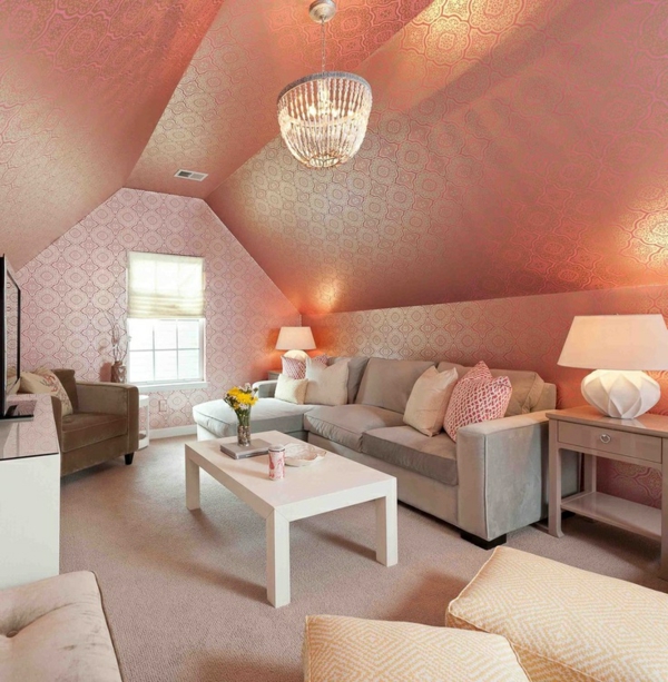 розово-оранжев цвят по стена тапети покрив стая