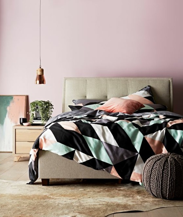 розови стени-модерен двустаен-тапицирани легло с легла кутия
