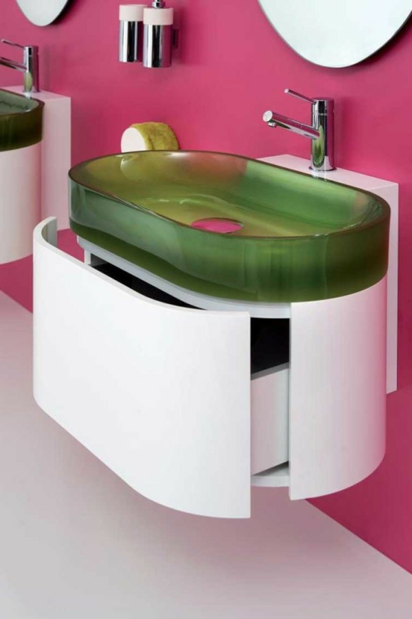 розови стена баня - и-а-дизайнерски мивки в