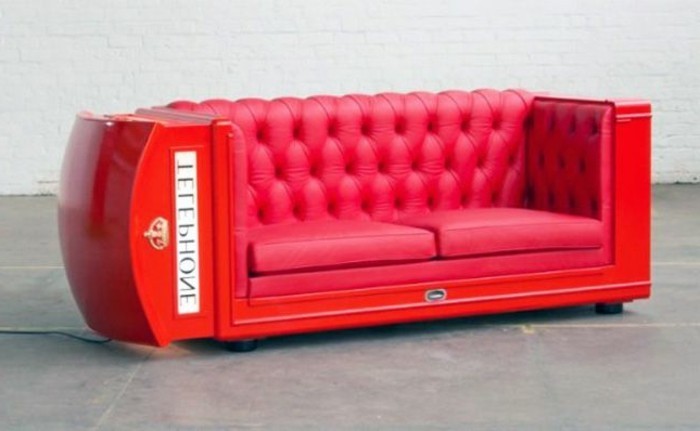 червен кожен диван телефонна кабина-оригинален творчески