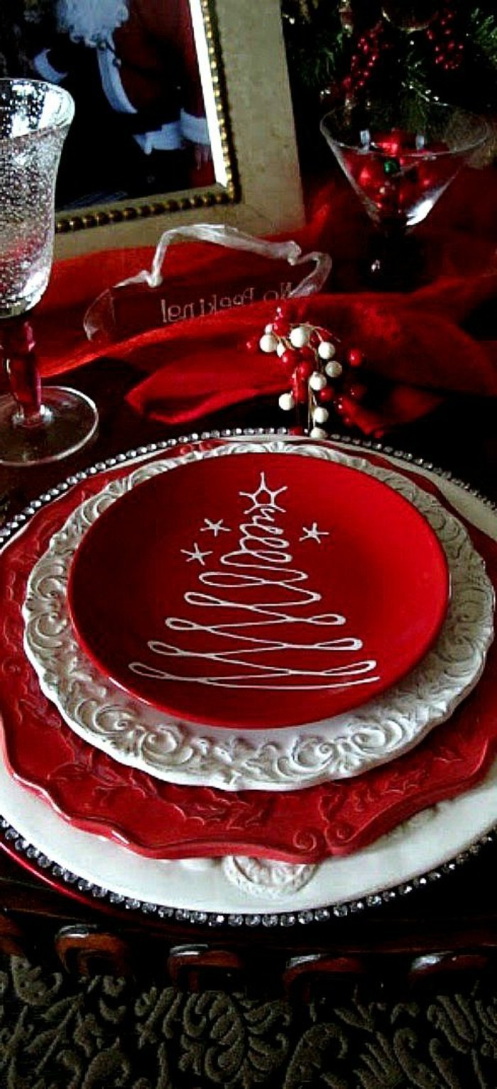 Decoración roja de la tabla de ideas, adecuados para la navidad
