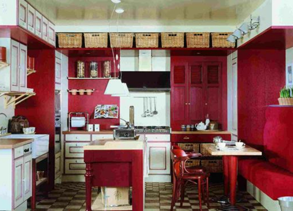 crveno-kuhinja-zidna boja udoban-Ambiente