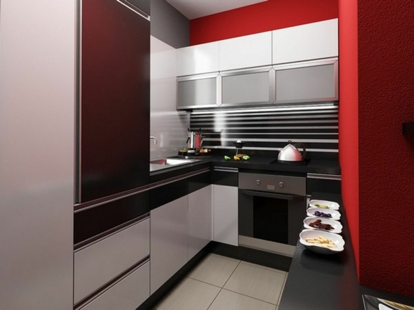 червени кухня-стена цвят-минималистичен дизайн