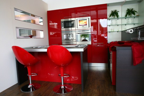 цвят червено-кухня-стена Две Chic-barhocker