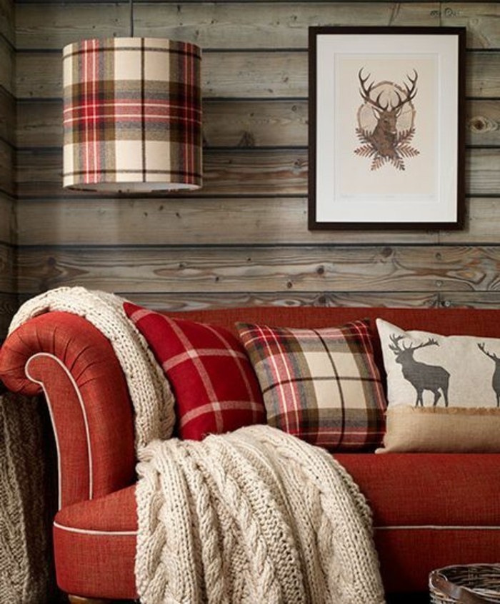 червен диван възглавница с шахматно плетена-одеяло Коледа аксесоари