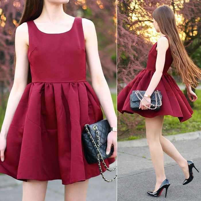crveno-dress-kombinirati Short-crveno-dress-s-crnim-cipele-and-crno-bag stilu