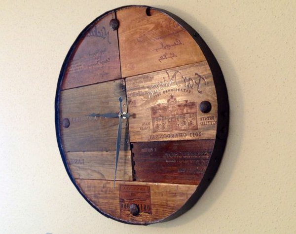 кръгла Dekoelement стенен часовник-от-дърво