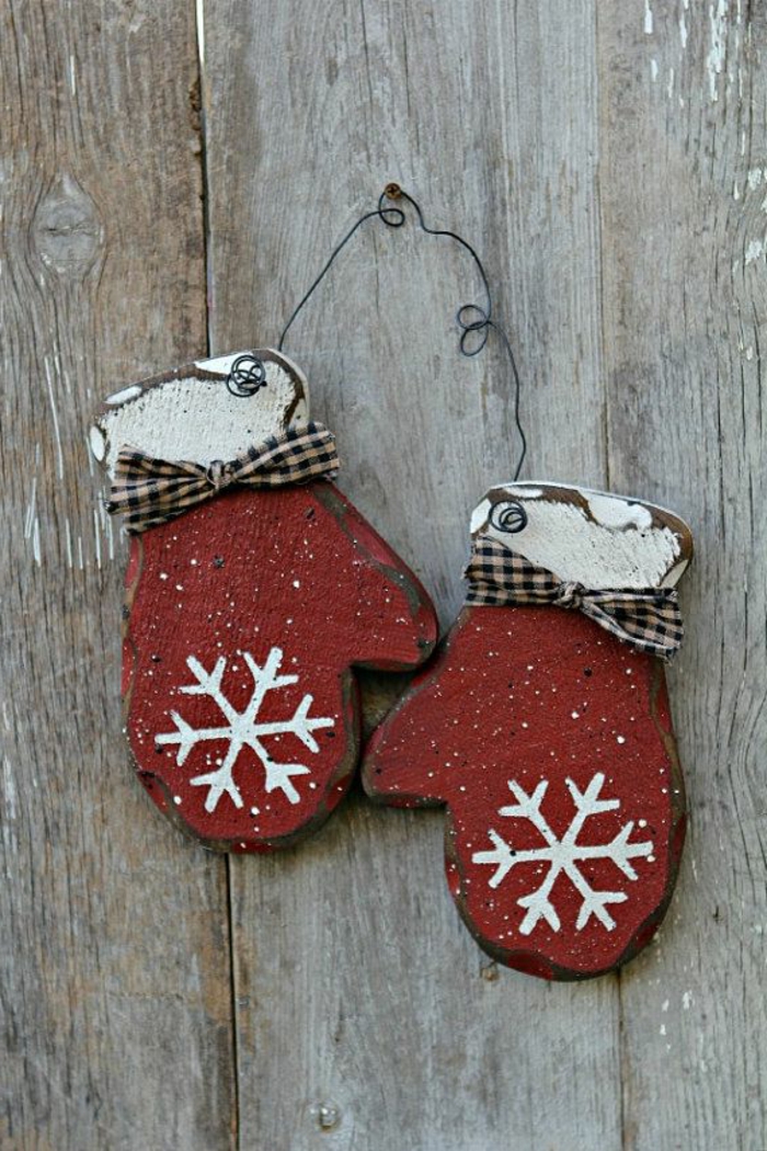 Рустик декорация weihnachtsdeko сам-калайджия Зимни декоративни дървени ръкавици снежинки рисунка