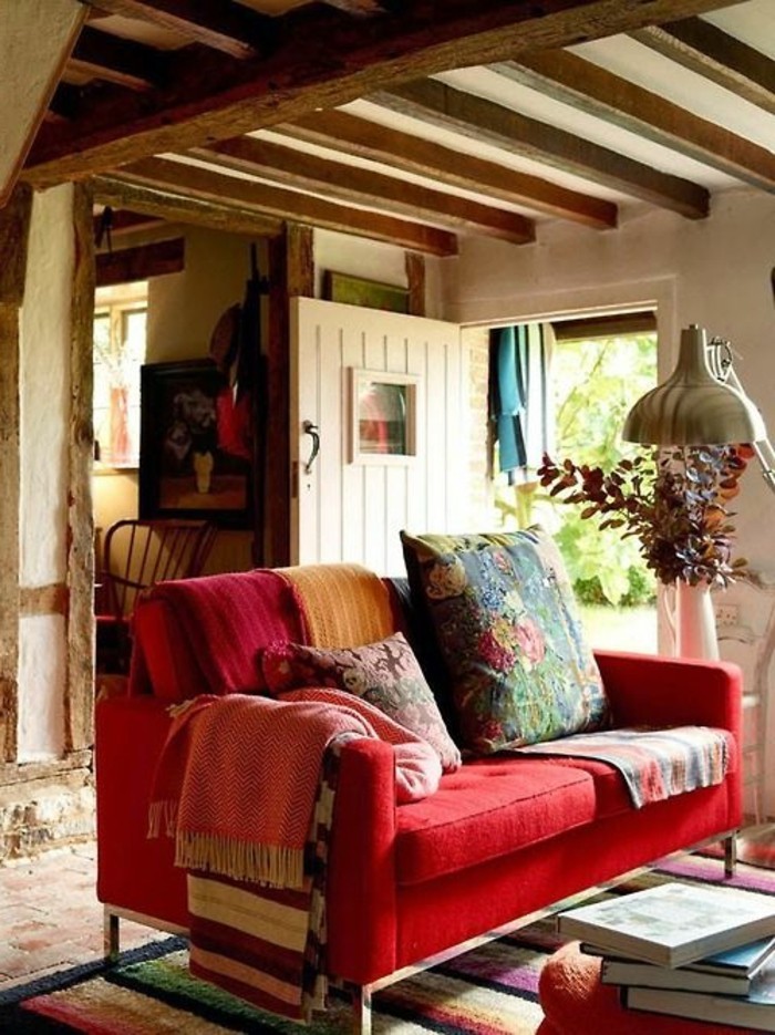 rustikalna kuća-ugodna atmosfera Red Couch berba jastuk