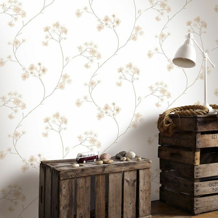 intérieur rustique en bois Meubles lampe de lecture-papier peint modèle romantique