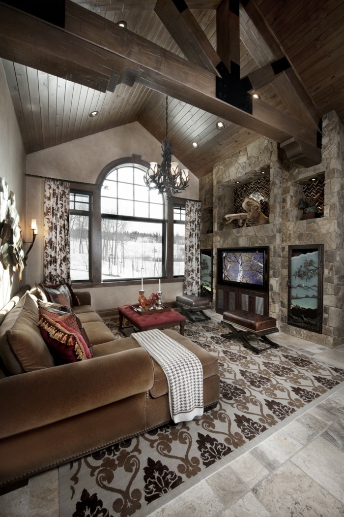 Rústica Muebles para Sala-país-estilo-cornamenta araña de cortinas de colores sofá taburete de terciopelo