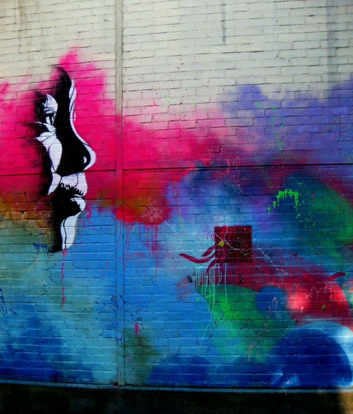 красив графити-улично изкуство лице-много цветове