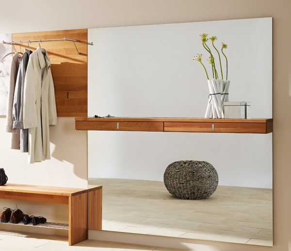 bellas ideas-para-el-interior-con-muebles de madera-para-el-suelo de diseño vestíbulo-pasillo asiento