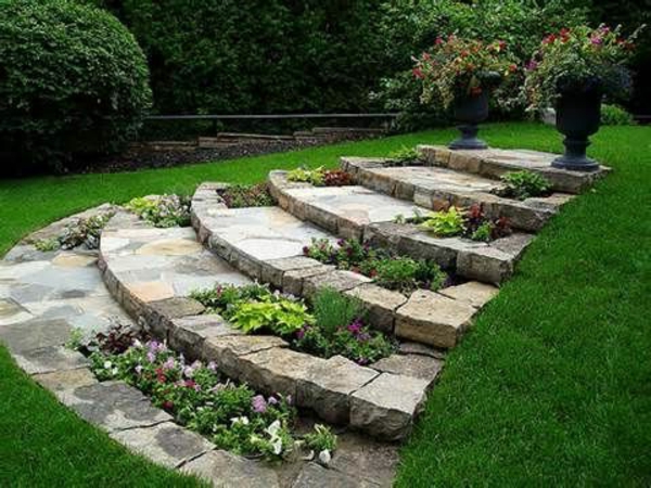 szép lépcső kerti design ötlet