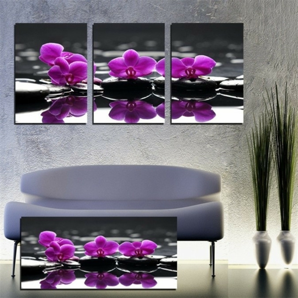 kaunis-deco-orkideat-violetti-värikuvat seinällä