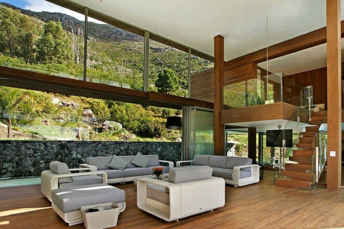 bella-moderno-interior de la casa de diseño de madera