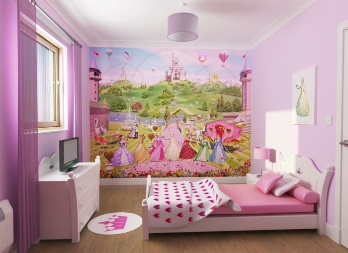 красиви стенописи--за-забавачницата в розов цвят