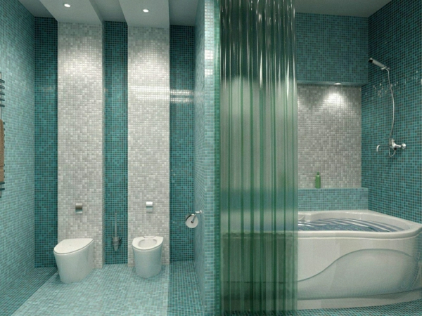 gyönyörű fal-szín-ötletek-türkiz színű-for-fürdőszoba-fehér-kád