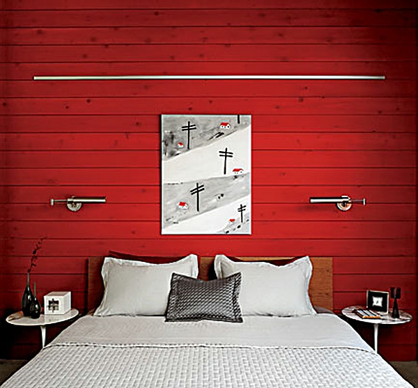 kaunis-wandfarben- puna-seinä-in-makuuhuoneen aksentti