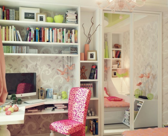 las ideas-para-chica-hermosa-papel-y-rosa-silla hermosa del dormitorio