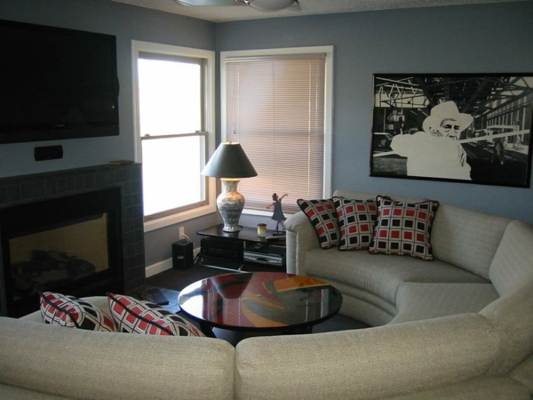 Jó-félkör alakú kanapé a nappaliban tervezés