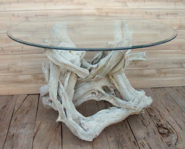 belle original table de bois flotté en Couleur vive