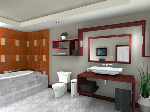 सुंदर-रहने वाले-बाथरूम-रोचक-डिजाइन - बाथटब - बाथरूम टाइलें