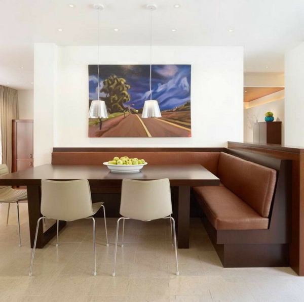 belle salle à manger-brun-meubles-belle image sur le mur
