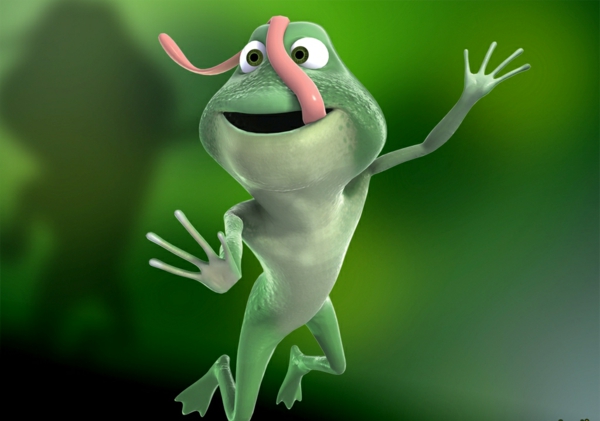 lijepa fotografija-a-žaba-računalo-animacija-zelene sheme boja