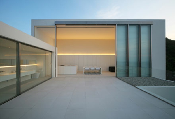 gyönyörű ház minimalizmus építészet érdekes világítás