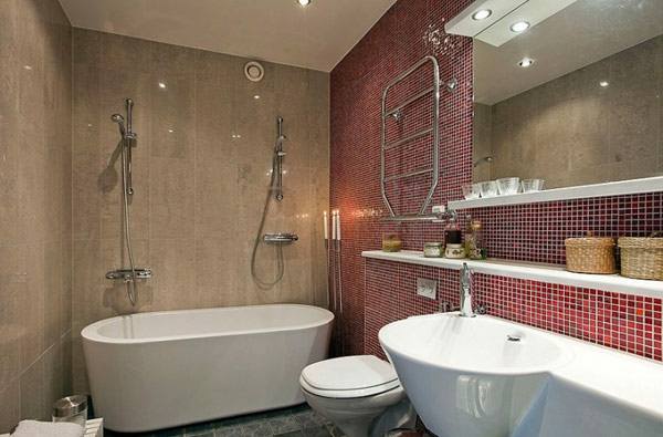 szép modern-tető-lakás-mozaik csempe-bordo-fürdő-rossz- tükör
