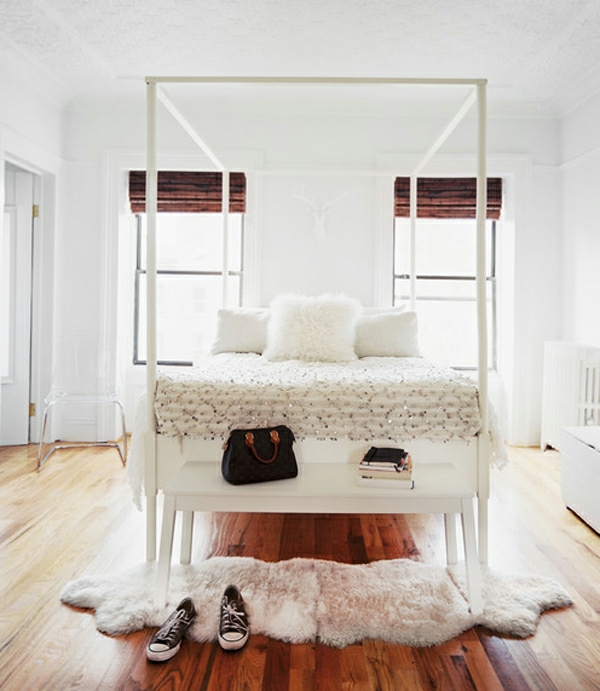 όμορφη σκανδιναβική κρεβατοκάμαρα-διακόσμηση-λευκό σχέδιο