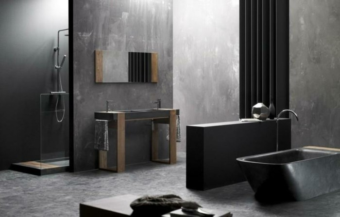 Chic-baño-moderno-mirada-lavabo de madera