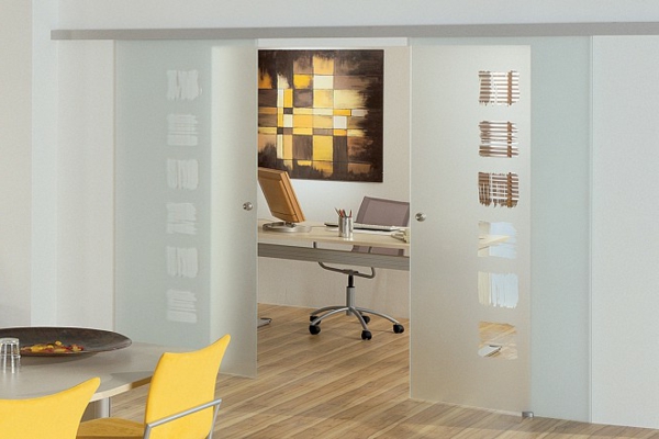 portes coulissantes en verre-bois de plancher-design moderne intérieur