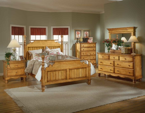 बेडरूम-लकड़ी-दिलचस्प-डिजाइन-ओक्रा कालीन