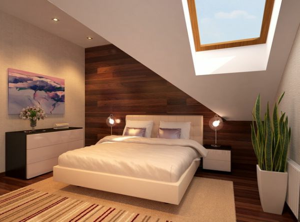 makuuhuone-jossa-katto näkökulma moderni-ja-tietulli-suunnitellut