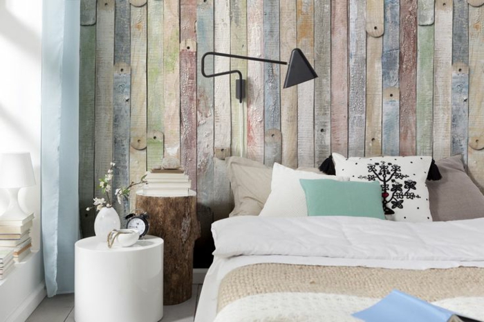 -Dormitorios-wallpaper-ideas-madera-papel-hermosa-óptica de la pared de la óptica de pared de madera