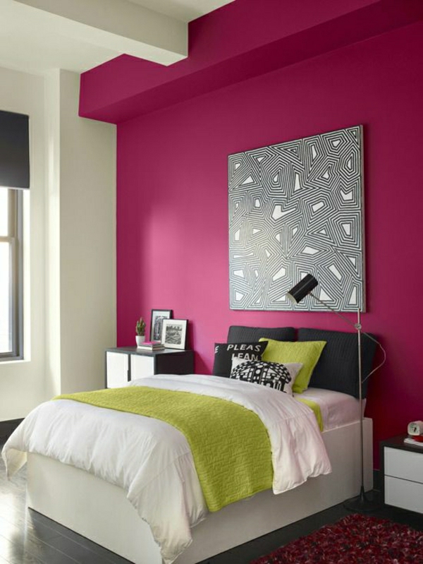 спалня стена цвят двустаен съоръжение двустаен-дизайн спалня-настройка einrichtugsideen-
