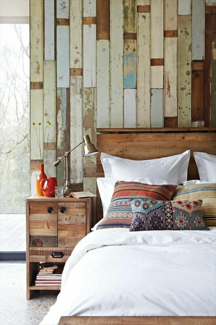 спалня стена с плочки интериор-фаянсова облицовка от дърво-интериор-модерен дизайн стена-фаянсова облицовка