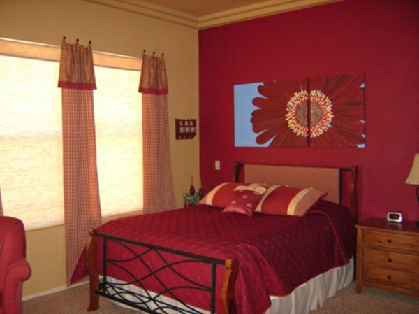 идеи за спалня дизайн червена възглавница