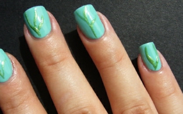 simples ongles turquoise couleur