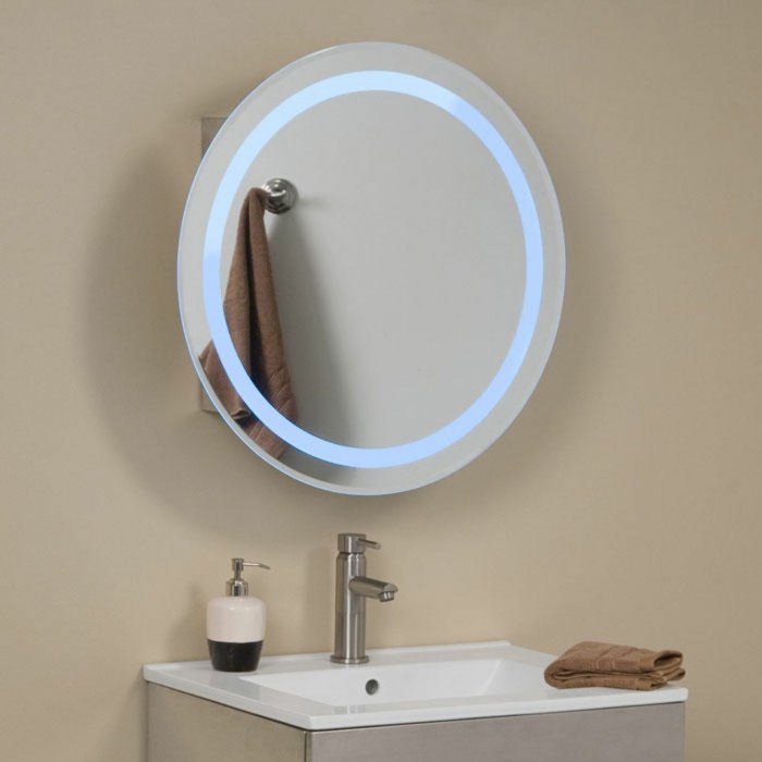 بسيط-حمام-الداخلية مرآة مع تقودها الإضاءة البيضاوي الشكل