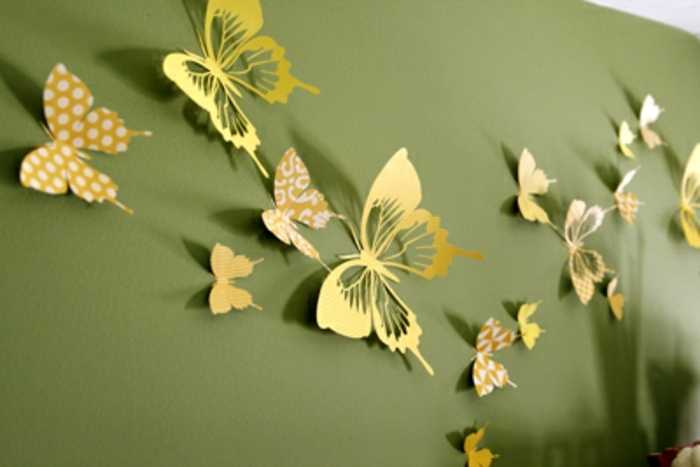 модели пеперуди-деко-жълто-хартия