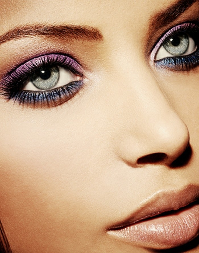 make-up συμβουλές ματιών εξωτικές-look-χάρη-make-up μωβ-ροζ-και-μπλε σκιά ματιών ιδέα