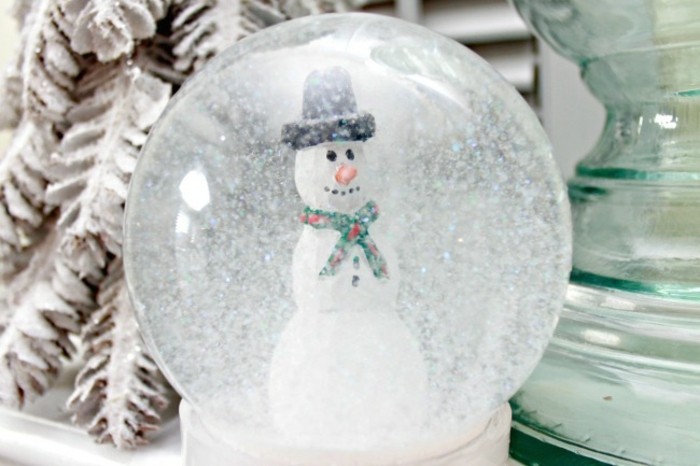 сняг глобус сам правене на снежен човек-с-шал