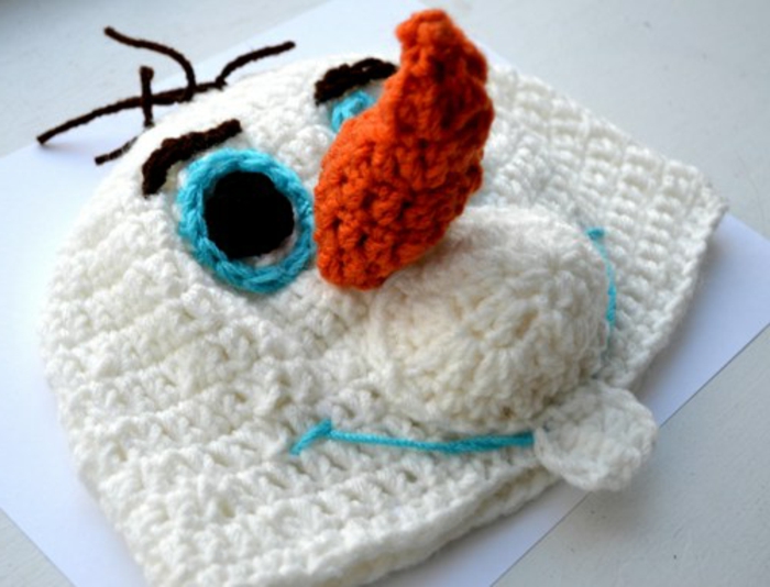 снежен човек-плетене на една кука шапка-модел