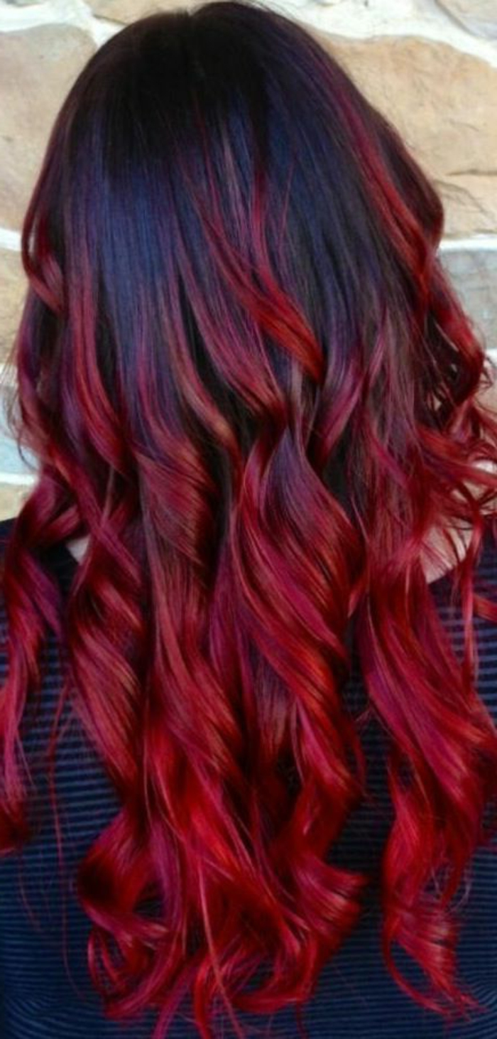 черно-червено-коса-дългосрочен красив-примамка